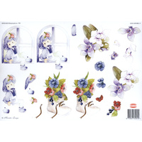 Cute boy and Flowers Paper Tole Sheet