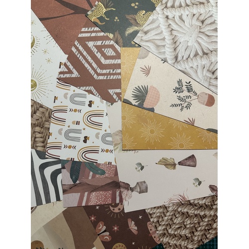 Boho Themed 6" x 6" Paper Pack x 15