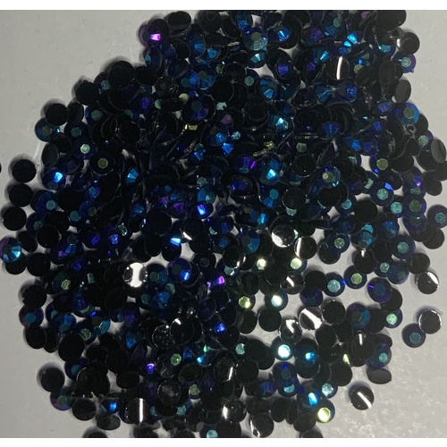 Round 3mm Flat Back Jelly AB Rhinestones x 1000 Black Blue