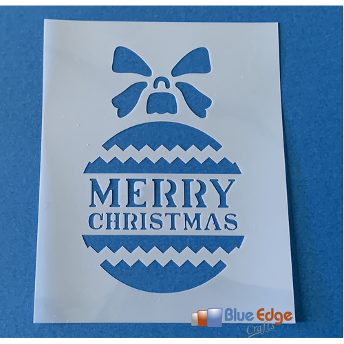 Merry Christmas Bauble Stencil Rectangle