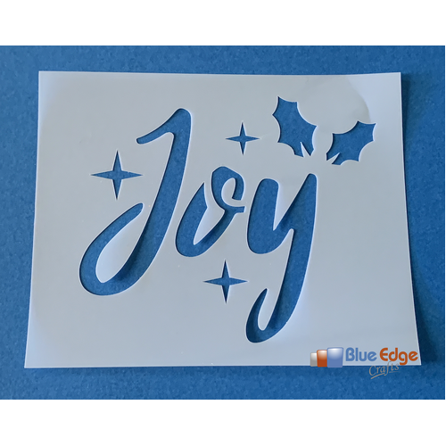 Christmas Joy & Holly Wording Stencil Rectangle