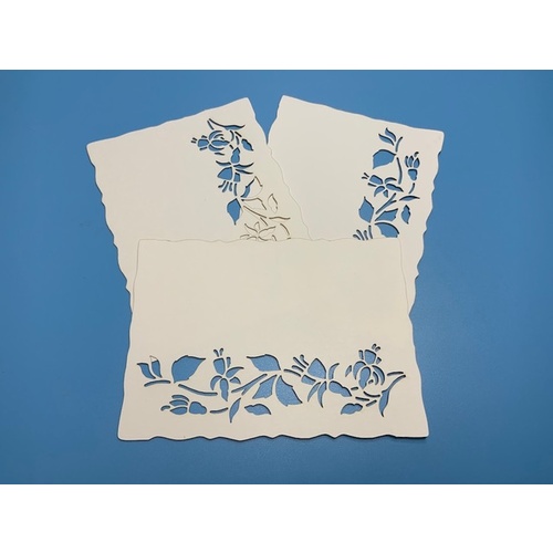 Oriental Flower Rectangle Laser Cut Ivory 280gsm Card Layers x 3