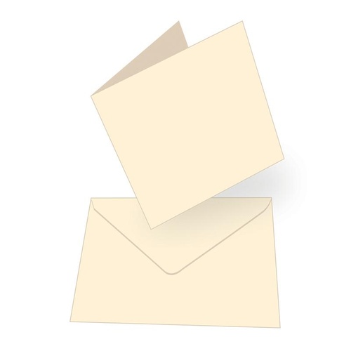 Cream Single Fold Square 135mm with Cream Envelopes x 50 pack