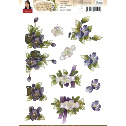 Christmas Nature Winter Flowers Die Cut Paper Tole Decoupage Sheet