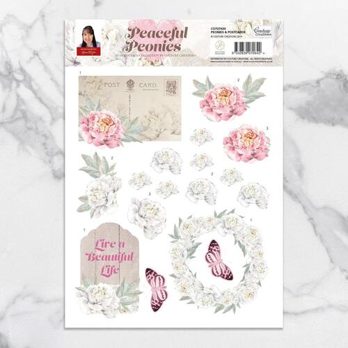 Peonies & Postcards A4 Die Cut Paper Tole Decoupage