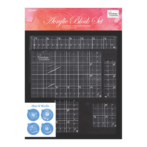Acrylic Block Set with grid lines (5pc / 8mm deep)
