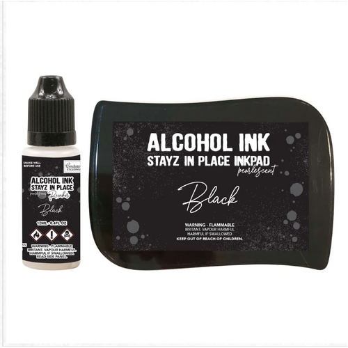 Jet Black Pearlescent Alcohol Ink pad with 12ml reinker