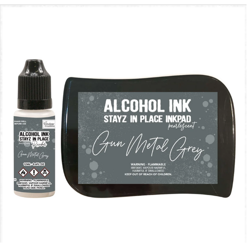 Gun Metal Grey Pearlescent Alcohol Ink Pad with 12ml reinker