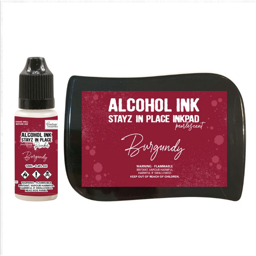 Burgundy Pearlescent Alcohol Ink Pad with 12ml reinker