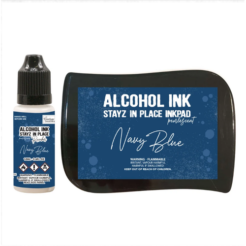 Navy Blue Pearlescent Alcohol Ink Pad with 12ml reinker