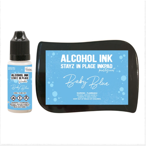 Baby Blue Pearlescent Alcohol Ink Pad with 12ml reinker
