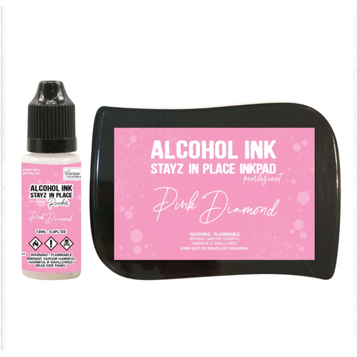Pink Diamond Pearlescent Alcohol Ink Pad with 12ml reinker