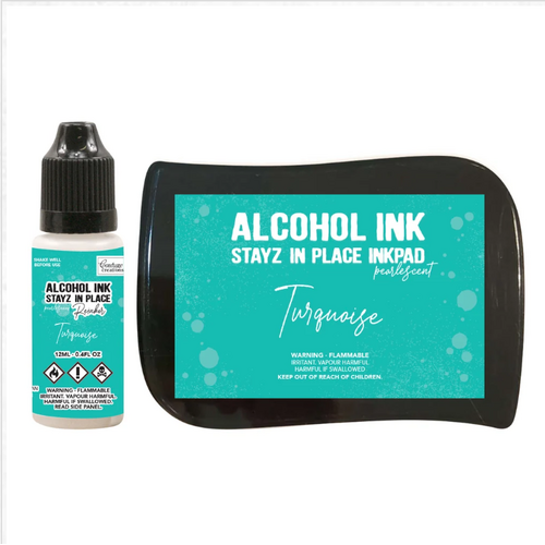 Turquoise Pearlescent Alcohol Ink Pad with 12ml reinker