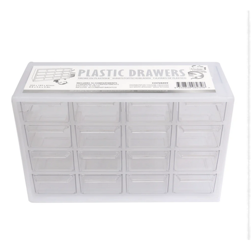 Plastic Drawers (16 compartments) 22.4cm x 14.3cm x 8.7cm