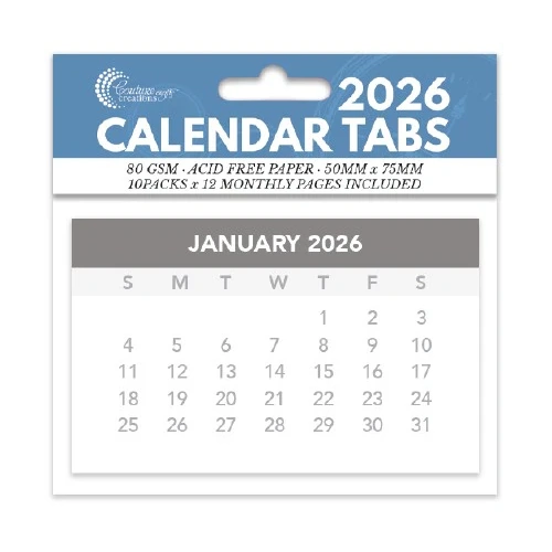 2026 Calendar Tabs - 10 Pads X 12 Months