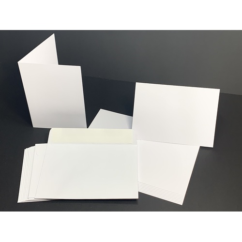 White Card Single Fold Size B 210gsm (10 Pack) [Supply Envelopes: Yes]