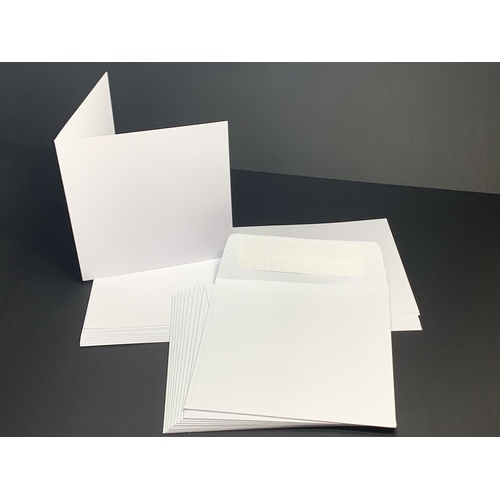 White Square 140mm  210gsm Card (10 pack) [Supply Envelopes: Yes]