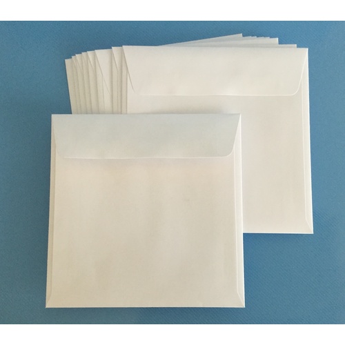 Square 150mm White Peel & Seal 100gsm  Envelope x 10 