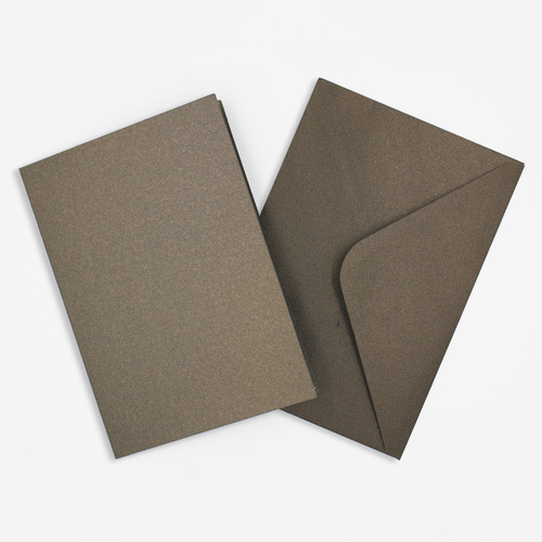 Pearlised Chocolate Cards & Envelopes Size 105mmx150mm Qty 4
