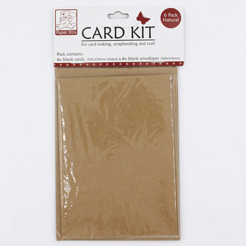 Kraft Cards & Envelopes Size 114mmx160mm Qty 6