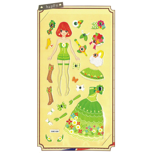 Princess Green Dress Up Sticker