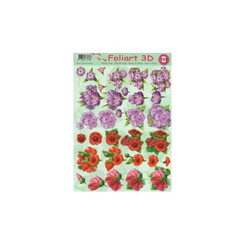Purple & Pink Mini Floral Decoupage Paper Tole Sheet