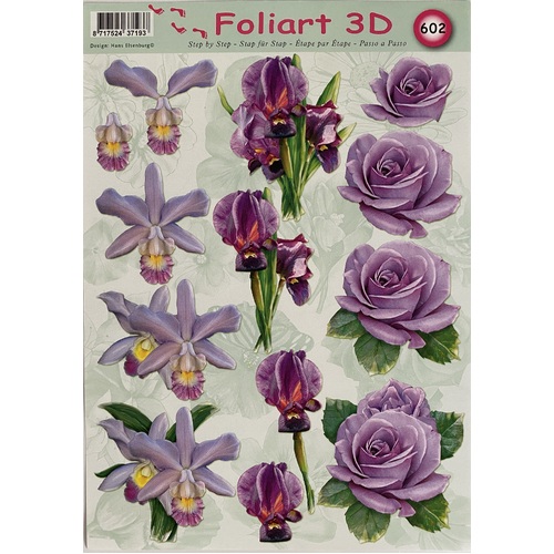 Purple Flower Decoupage/Paper Tole
