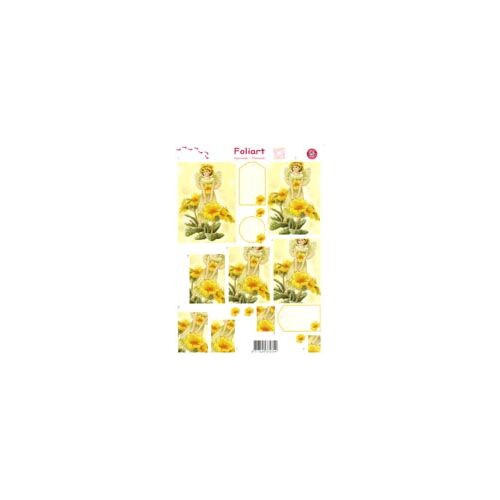 Yellow Primrose Fairy Pyramid Decoupage Paper Tole Sheet