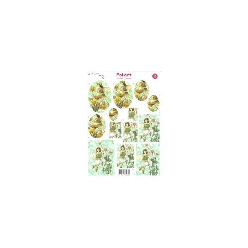 Daisy White & Yellow Fairy Pyramid Decoupage Paper Tole Sheet