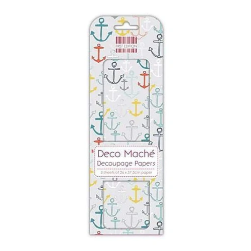 Deco Mache - First Edition Anchors Decoupage papers - 3 Sheets