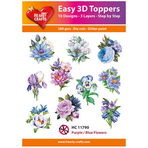 Hearty Crafts Purple Blue Flowers Die Cut Paper Tole
