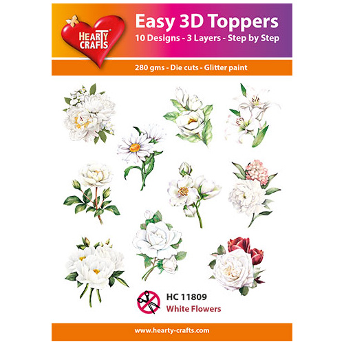 Hearty Crafts White Flowers Die Cut Paper Tole