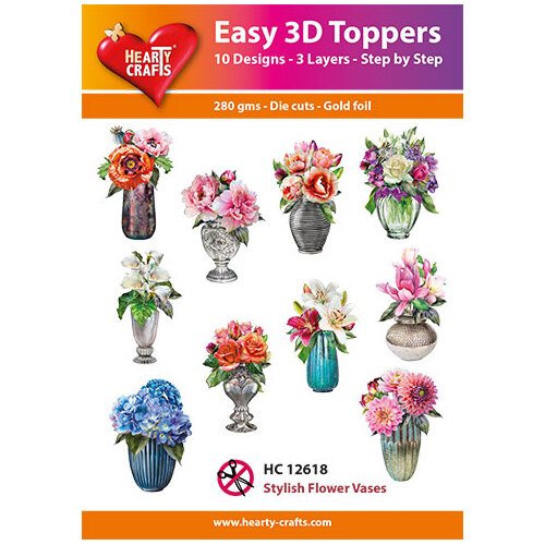Hearty Crafts Stylish Flower Vases Die Cut Paper Tole