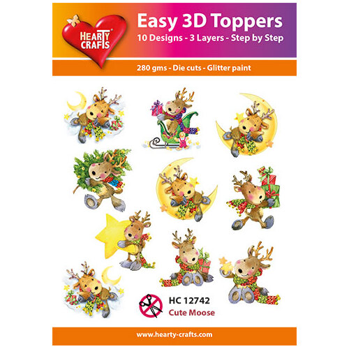 Hearty Crafts Cute Christmas Mooses Die Cut Paper Tole