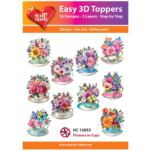 Hearty Crafts Flowers in Cups Die Cut Paper Tole