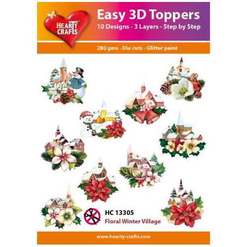 Hearty Crafts Christmas Floral Village Die Cut Paper Tole