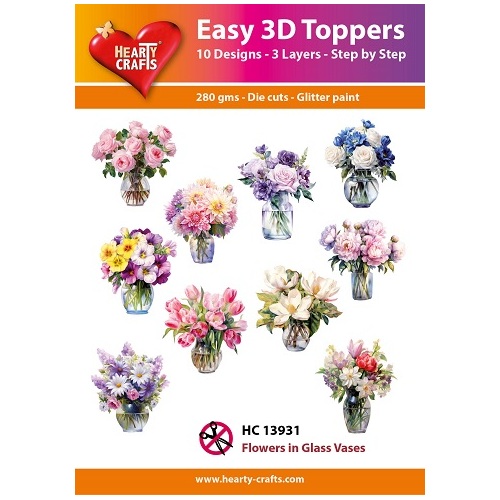 Hearty Crafts Flowers in Glass Vases Die Cut Paper Tole