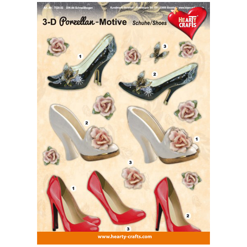 Porcelain Shoes Glossy 3D Paper Tole Sheet