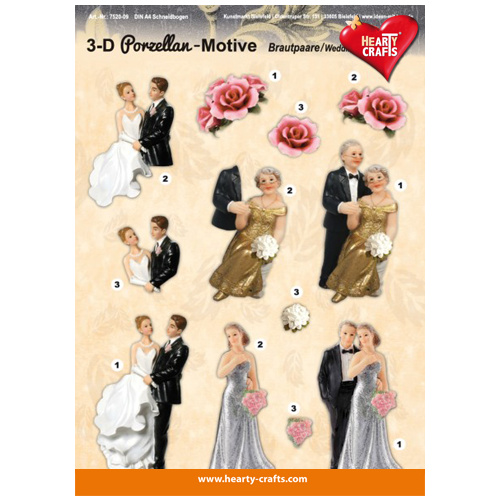 Porcelain Wedding & Anniversary Glossy 3D Paper Tole Sheet