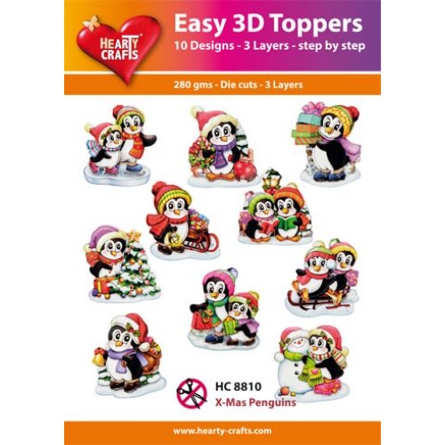 Hearty Crafts Christmas Penguins Die Cut Paper Tole 10 per Pack