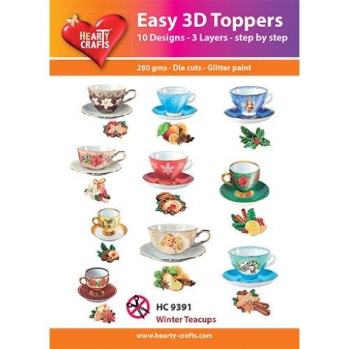 Hearty Crafts Winter Teacups  Die Cut Paper Tole