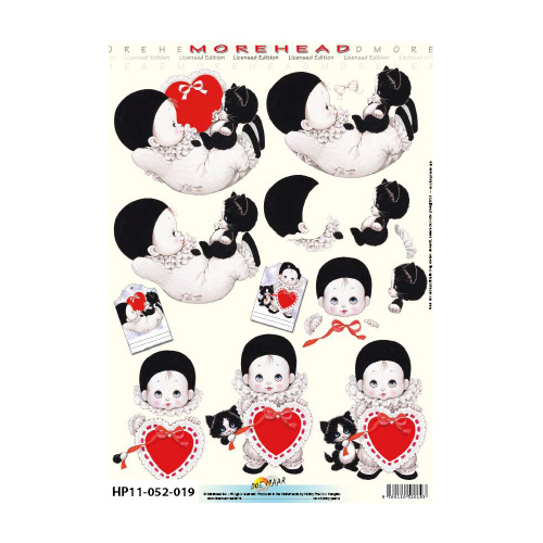 Black & White Babies & Red Hearts Paper Tole