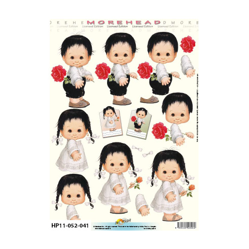 Boy & Girl Toddlers & Roses Paper Tole