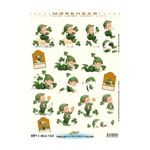 Leprechaun, Four Leaf Clover and Gold Coin Paper Tole