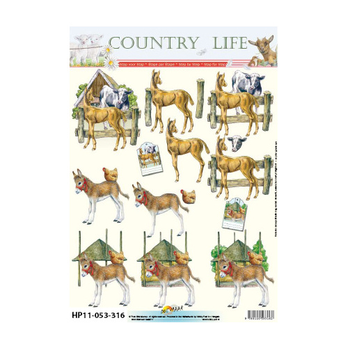 Horse, Cow & Donkey Paper Tole