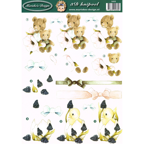 Bears, Chick & Ribbon Paper Tole Sheet