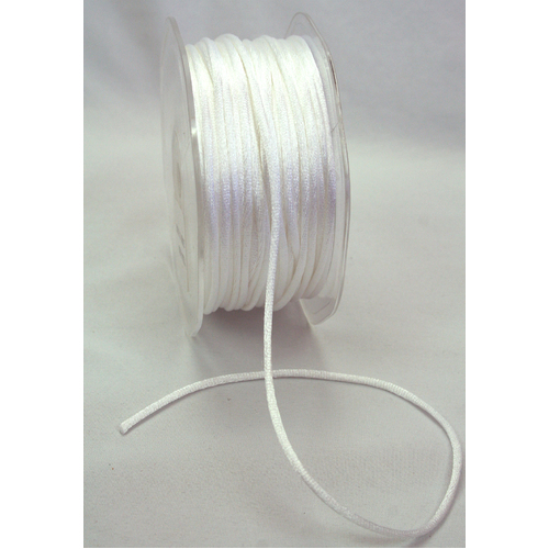 2mm Satin Rat Tail White Cord - 5 Mtr
