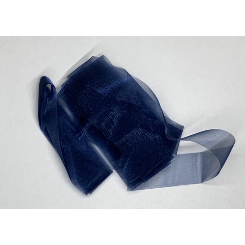 Organza Navy Blue 25mm Ribbon x 5 mtrs