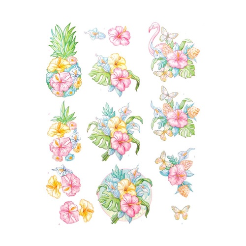 Yvonne Creations Tropical Flowers A4 Die Cut Paper Tole Decoupage