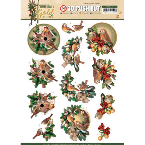 Christmas in Gold Find It Trading Amy Design Birds Die Cut Sheet